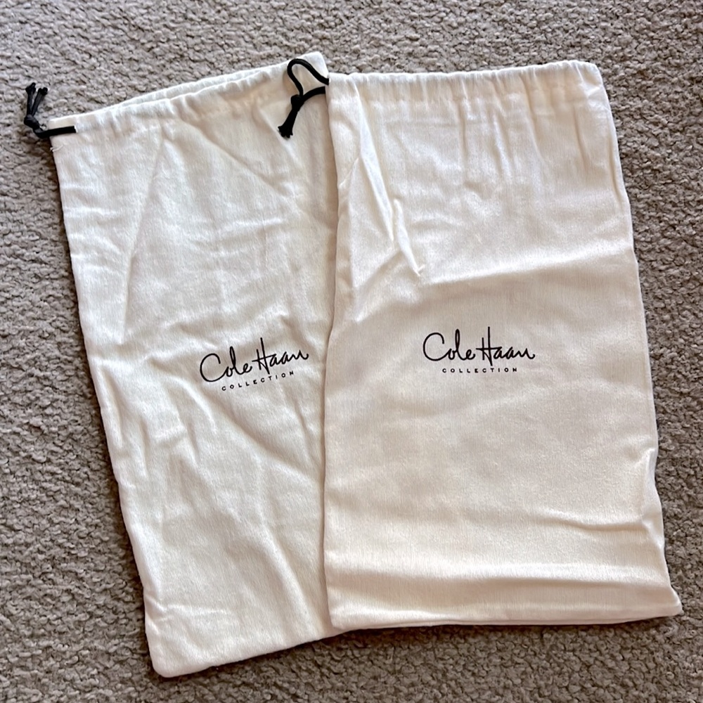 Cole Haan Collection Cotton Dust Bags Covers 2pc Set Lot Drawstring Cinch